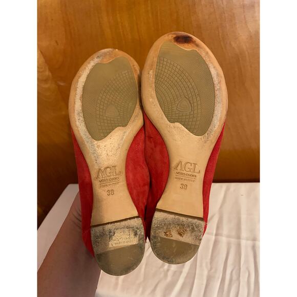 Attilio Giusti Leombrum Vero Cuoio Size 38 Made in Italy Red/Gold Ballet Flat - Picture 5 of 10
